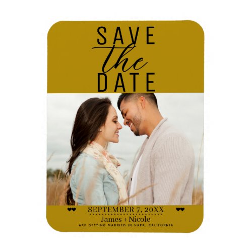 Modern Mustard Gold Save the Date Wedding Photo Magnet