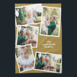 Modern Mustard Multi Photo Family Collage Kitchen  Towel<br><div class="desc">Celebrate your favorite memories with this modern photo collage kitchen towel. Featuring a warm mustard background and clean white borders, this custom design lets you display multiple family photos along with your family name or personalized text. Perfect as a thoughtful gift for parents, grandparents, or friends who love stylish, sentimental...</div>