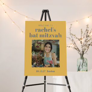 Modern Mustard Photo Bat Mitzvah Welcome Sign
