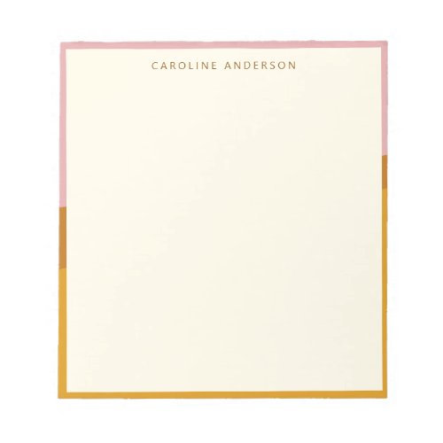 Modern Mustard Pink Border Personalized Name  Notepad