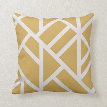 Modern Mustard Yellow And White Abstract Stripes Throw Pillow by cardeddesigns at Zazzle