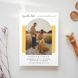 Modern Mustard Yellow Arch Photo Frame Wedding Save The Date