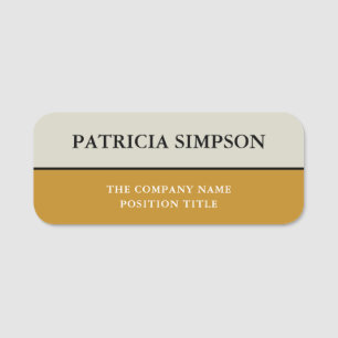 Modern Mustard Yellow Beige Ecru Fusion Name Tag