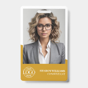 Modern Mustard Yellow Employee Photo Company Logo Badge