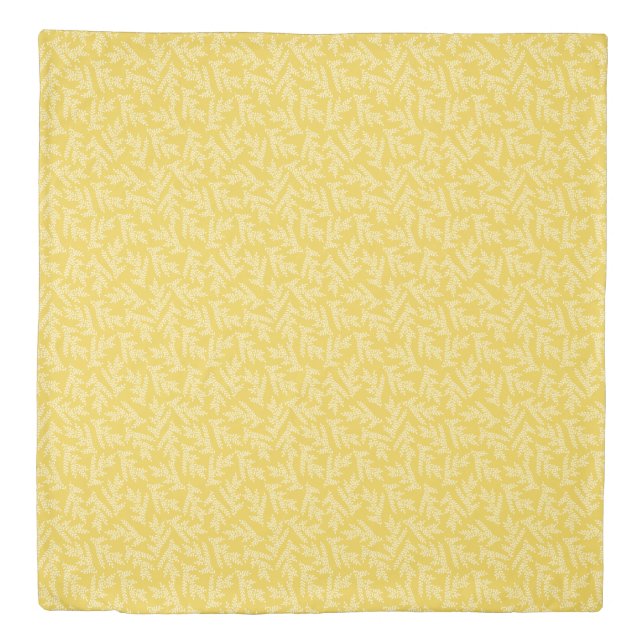 Modern Mustard Yellow Floral Leaves Pattern Duvet Cover (Front)