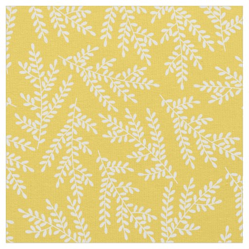 Modern Mustard Yellow Floral Leaves Pattern  Fabric