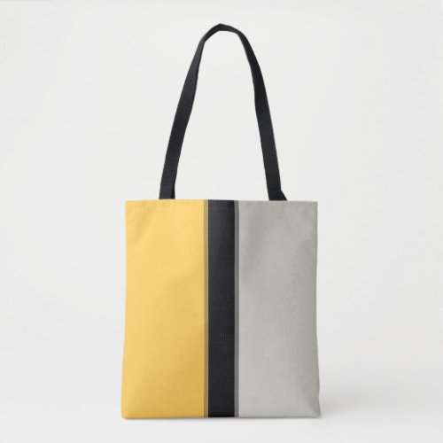 Modern Mustard Yellow Silver Gray Black Stripes Tote Bag