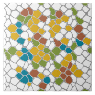 Modern, mustard yellow, teal, green, white ceramic tile
