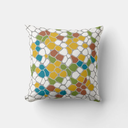 Modern mustard yellow teal green white throw pillow