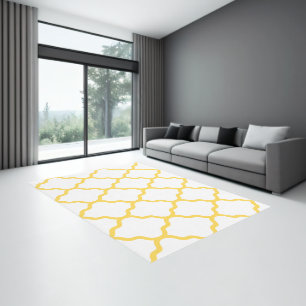 Modern Mustard Yellow White Quatrefoil Area Rug