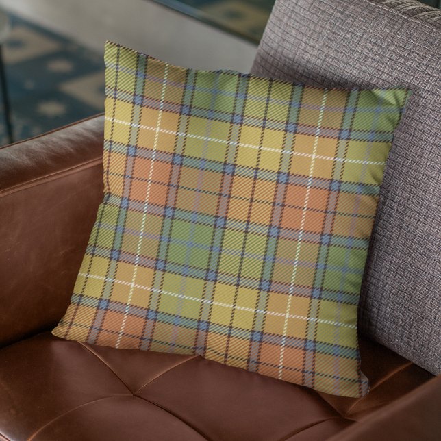 Modern Muted Fall Colors Plaid Throw Pillow (Creator Uploaded)