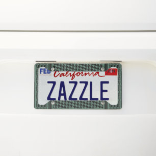 Modern Muted Olive Houndstooth Pattern License Plate Frame