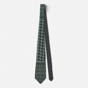 Modern Muted Olive Houndstooth Pattern Neck Tie