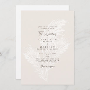 Modern Muted Pampas Neutral Bride Parent Wedding Invitation