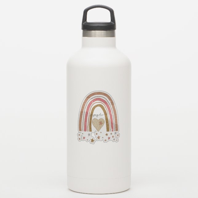 Modern Muted Pink Rainbow Blush Gold Glitter Star Sticker (Waterbottle)