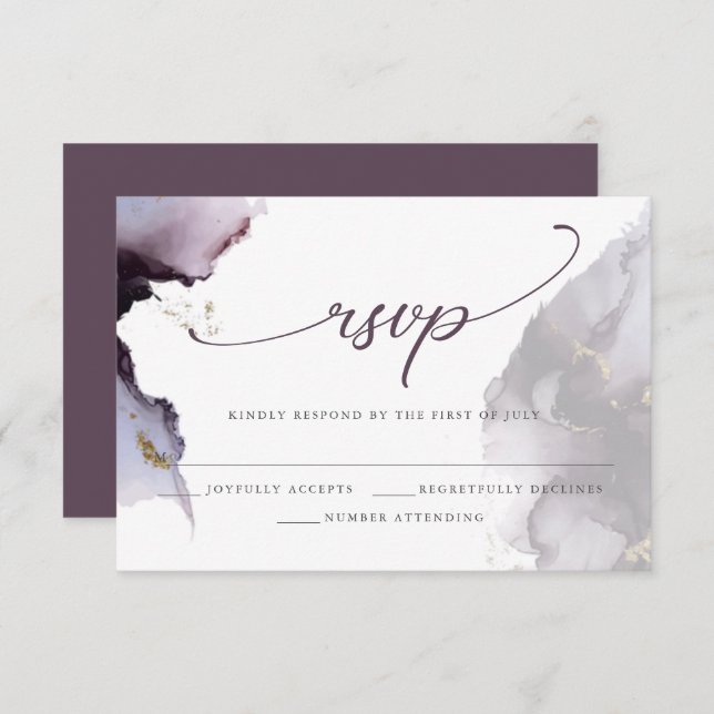 Modern Muted Plum Watercolor RSVP Card (Front/Back)