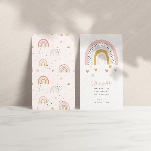 Modern Muted Rainbow Baby Shower Gift Registry Business Card