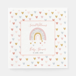Modern Muted Rainbow Baby Shower Sprinkle Hearts Napkins