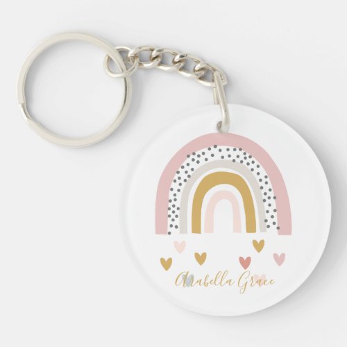 Modern Muted Rainbow Personalized Name Keychain