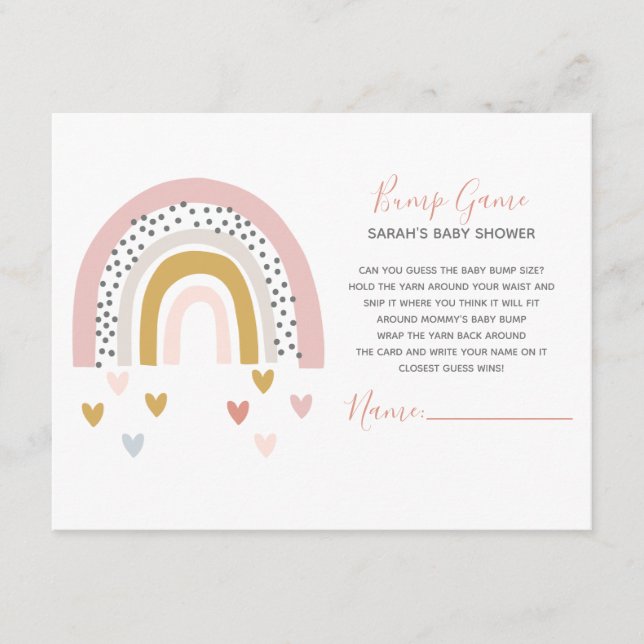Modern Muted Rainbow Sprinkle Hearts Bump Game Enclosure Card (Front)