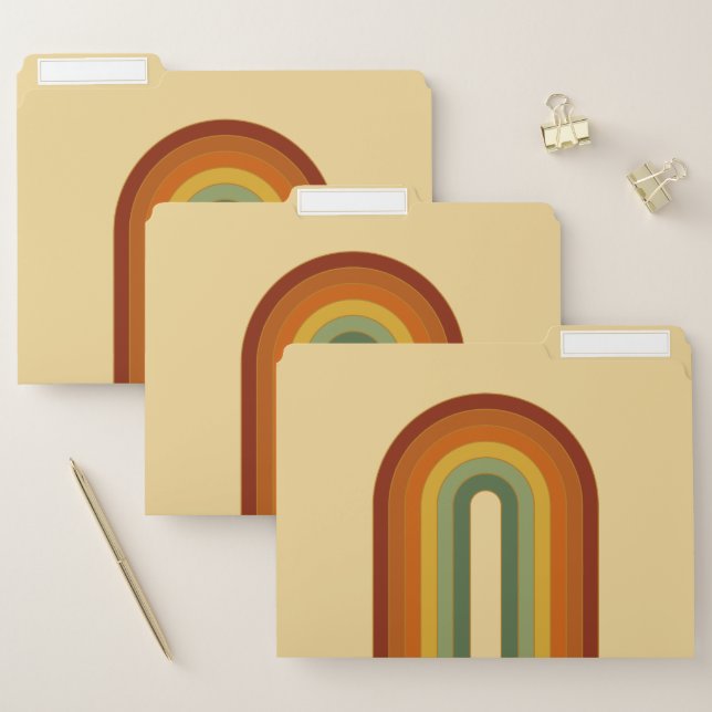 Modern Muted Retro Seventies Rainbow  File Folder (Set)