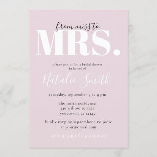 Modern Muted Rose From Miss to Mrs Bridal Shower Invitation