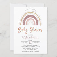 Modern Muted Tones Boho Rainbow Baby Shower Invita Invitation