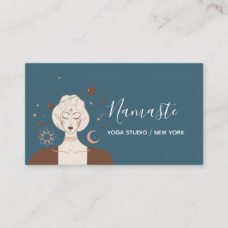 Modern Muted Tones Celestial Yoga Studio Business Card