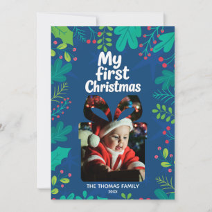 Modern “My First Christmas” Baby Photo Card