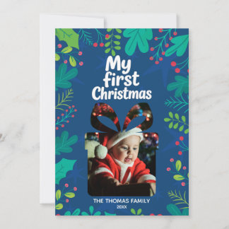 Modern “My First Christmas” Baby Photo Card