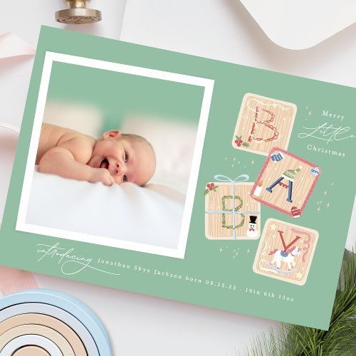 Modern My First Merry Christmas Photo Baby Birth Holiday Card