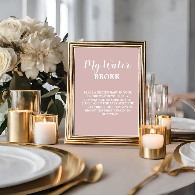 Modern my water broke Baby Baby Shower Game sign (Creator Uploaded)