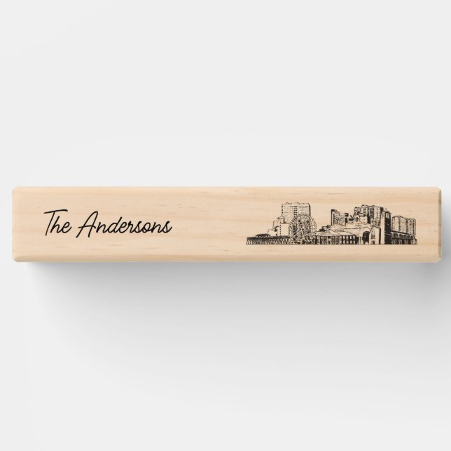 Modern Myrtle Beach Wedding Guestbook Lawn Game Topple Tower (Front)