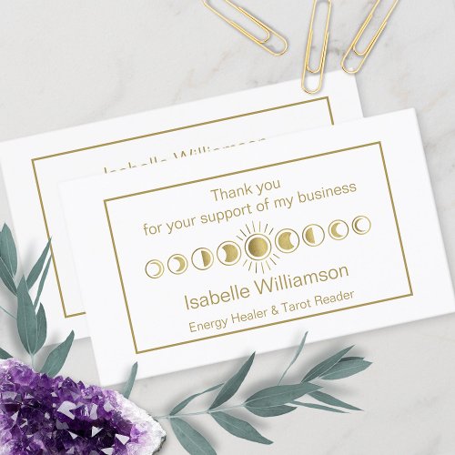 Modern Mystical Moon Phase Customer Thank You Business Card