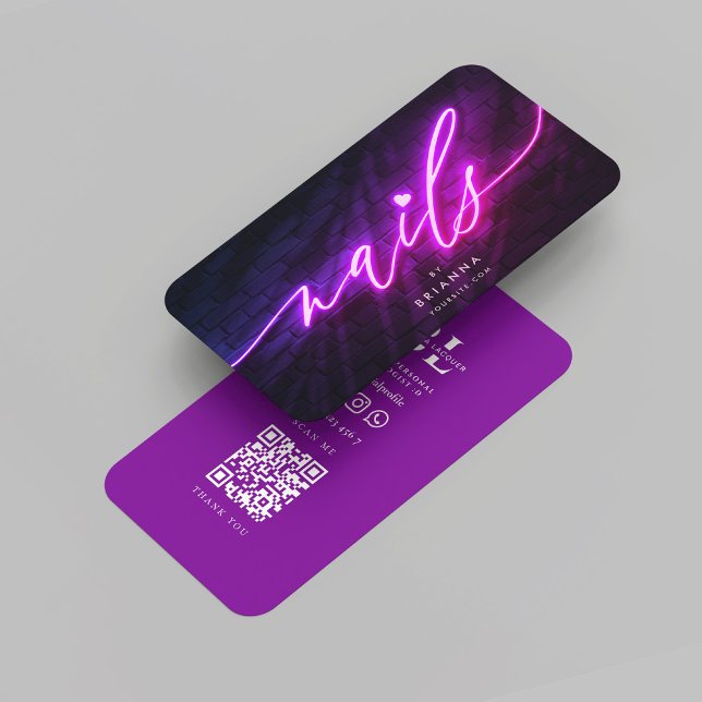 Modern Nail Art Nail Salon Manicure Neon Purple Business Card (Modern Nail Art Nail Salon Manicure Neon Purple Business Card
)