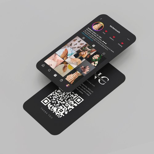 Modern Nail Artist Beauty Salon Black Instagram  Business Card