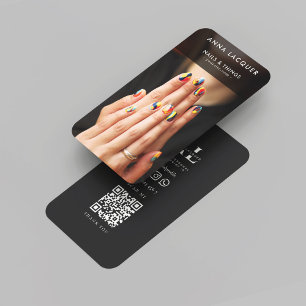 Modern Nail Artist Beauty Salon Manicure QR Business Card