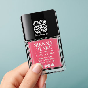 Modern Nail Artist Clear Pink Nail Polish Template Business Cards