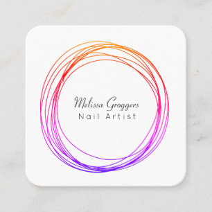 Modern Nail Artist Faux Gold Circulars Hand Drawn  Square Business Card