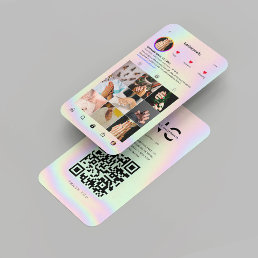 Modern Nail Artist holographic Instagram Grid Business Card