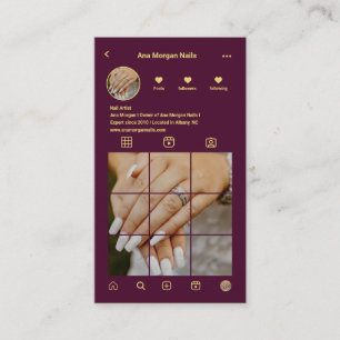 Modern Nail Artist instagram Photo Grid Qr Code Business Card