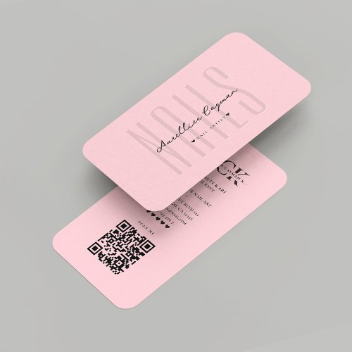 Modern Nail Artist Nail Salon Pastel Pink Monogram Business Card