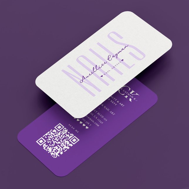 Modern Nail Artist Nail Tech Royal Purple Monogram Business Card (Modern Nail Artist Nail Tech Royal Purple Monogram Business Card
)
