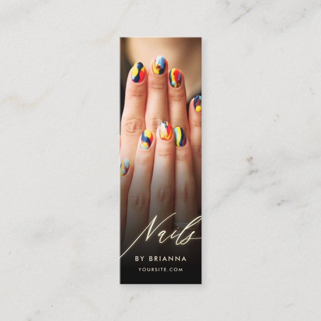 Modern Nail Artist Nails Beauty Salon Manicure Mini Business Card (Front)