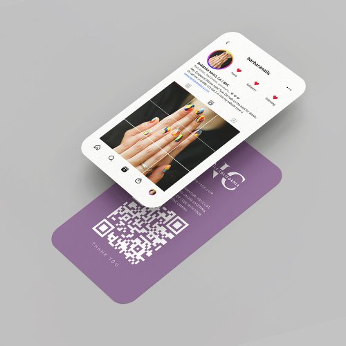 Modern Nail Artist Nails Salon Instagram Purple Business Card