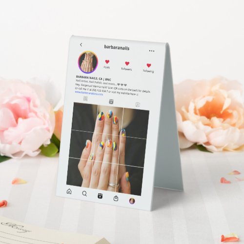 Modern Nail Artist Nails Salon Instagram Table Tent Sign