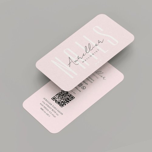 Modern Nail Artist Nails Salon Monogram Pink  Business Card