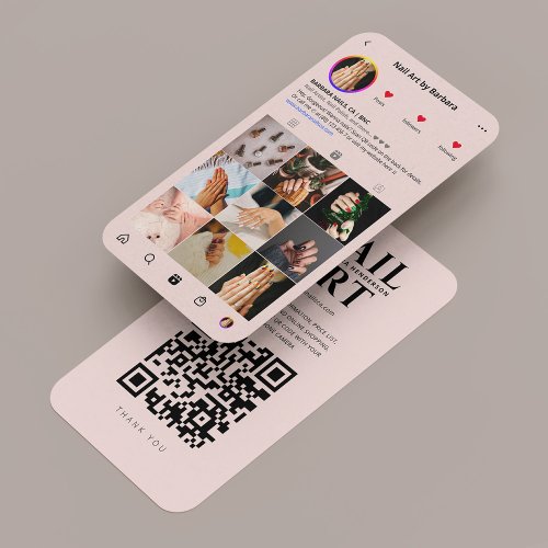 Modern Nail Artist Pink Manicurist Instagram  Business Card