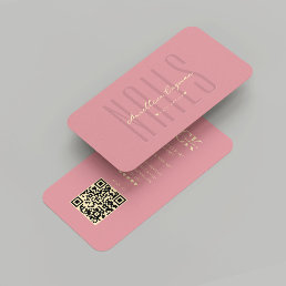 Modern Nail Artist Pink Manicurist Monogram Business Card