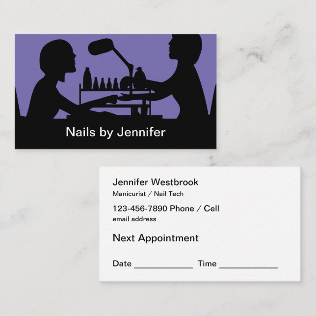 Modern Nail Manicure Appointment Business Cards (Front/Back)